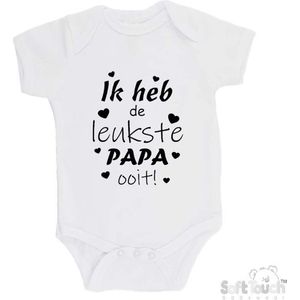 100% katoenen Romper ""Ik heb de leukste papa ooit!"" Vader Vaderdag Unisex Katoen Wit/zwart 56/62