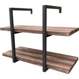 Wandrek ladder Stoer - wandplank boekenkast - wandkast - industrieel - 2 planken