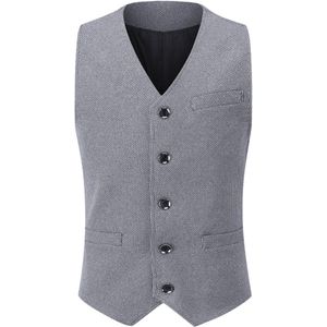 Allthemen Heren Patchwork V-hals Vest - Formeel Klassiek Basis Wollen Vest Voor Bruiloften - XL