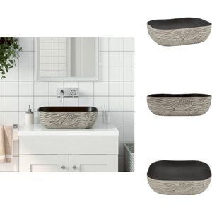 vidaXL Opzetwasbak - Opzetwasbakken - Wastafel - Wasbak - Opzetwasbak rechthoekig 48x37,5x13,5 cm keramiek grijs en zwart