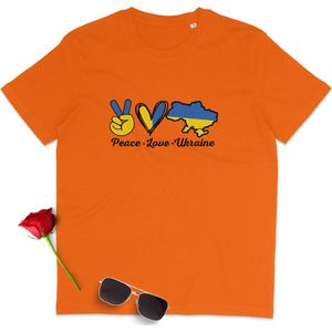 Heren en Dames T Shirt Unisex - Oekraïne - Oranje - Maat XL