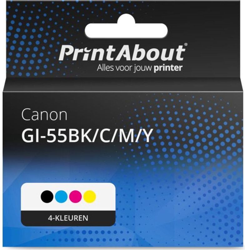 PrintAbout - GI-55BK/C/M/Y - Inktcartridge - 4-kleuren Multipack - Geschikt voor Canon