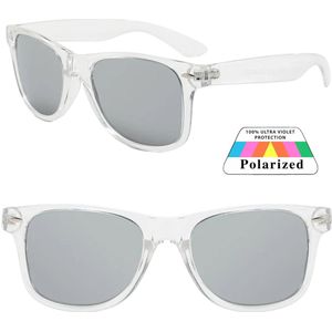 Fako Sunglasses® - Zonnebril Classic Polarised - Polariserend - Gepolariseerd - Polarized - Heren Zonnebril - Dames Zonnebril - Transparant - Zilver