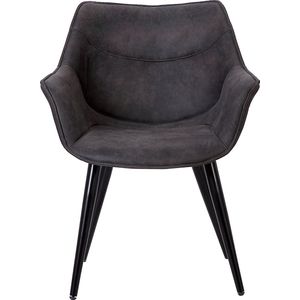 Luxe Stoel - Velvet Fauteuil - Stoel - Luxe Eetkamerstoel - Stof - Lounge Stoel - Donker Grijs