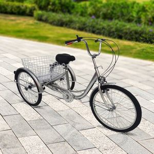 Gran Vida® - Driewieler - 24 Inch - 6 Versnellingen - Inclusief Mand - Veiligheidsverlichting - Comfortabel Verstelbaar Stuur