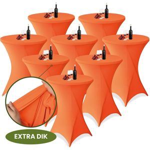 Statafelrok Oranje x 8 – ∅80-85 x 110 cm met Opbergtas – Statafelhoes Stretch Stof – Kras- en Vouwvrije Statafel Rok Extra Dik – Sta Tafelrok - 8 Stuks – Statafelhoezen Voor Horeca, Evenementen, Feest, Bruiloft en Partijen