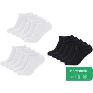 Sneaker Socks - Sneakersokken 15 Paar - Wit en Zwart - Dames & Heren - Bamboe Sokken - Kort Sokken - Antibacterieel - Maat 39/42
