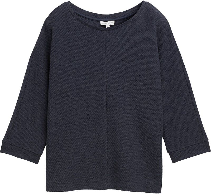 TOM TAILOR - Shirt - Navy - Katoen - Vleermuismouwen - Driekwart Mouw