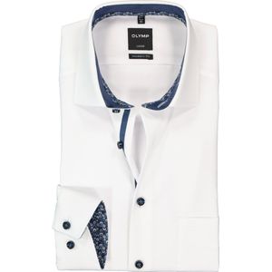 OLYMP Luxor modern fit overhemd - wit poplin (contrast) - Strijkvrij - Boordmaat: 45