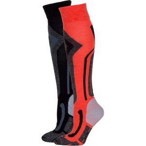 Falcon Heren Ski Sokken Rood/Zwart/Grijs 35/38