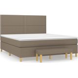 vidaXL - Boxspring - met - matras - stof - taupe - 180x200 - cm