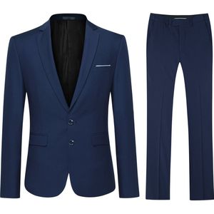 Allthemen Heren 2-Piece Slim Fit Pak - Tweeknoops Zakelijk Pak - S