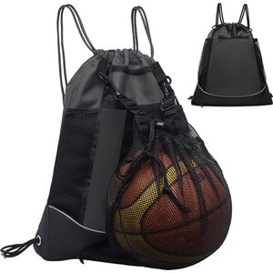 Voetbaltas voor tieners, voetbalrugzak, sporttas met balnettas, sporttas met trekkoord voor basketbal, volleybal, honkbal, sportvoetbaltas voor kinderen, jongens, meisjes, zwart