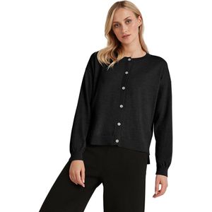 FALKE Basic New Merino Cardigan zacht elegante wol cardigan dames zwart - maat XL