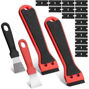 Allecto plus - Herbruikbare Kunststof Schrapers met Verwisselbare Messen en Metallic Schrapers voor Vinyl Stickers, Glas en Ramen - Spoorloos Lijmresten Verwijderen - Set van 2