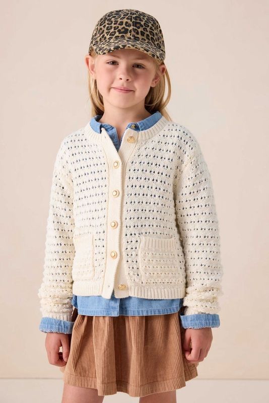 Sissy-Boy - Gebreid Vest - Wit - Lange Mouwen - Hoge Ronde Halslijn