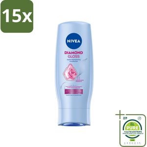 15 x NIVEA - Diamantglans Conditioner - Crèmespoeling - Voor Glans - 200 ml - Grootverpakking - Haar Conditioner - Glans Conditioner - NIVEA Diamond Gloss - Diamant Poeder - Aronskelk Extract
