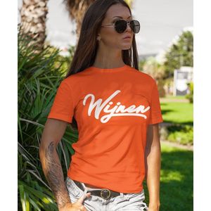 Oranje EK WK & Koningsdag T-Shirt Wijnen (DAMES - MAAT XL) | Oranje kleding & shirts | WK Feestkleding