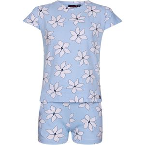 Rebelle Shortama Flower - Blauw/wit - Bio Katoen - Maat 116