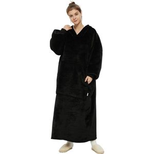 Zenful Original - Hoodie Deken - Lang - Met Mouwen - Hoodie Blanket - Extra warm en zacht - 120 cm - Zwart