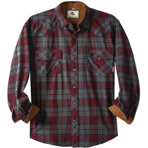 Geruit Flanellen Overhemd voor Heren - Lange Mouwen, Snap Knoop, Katoen, Regular Fit