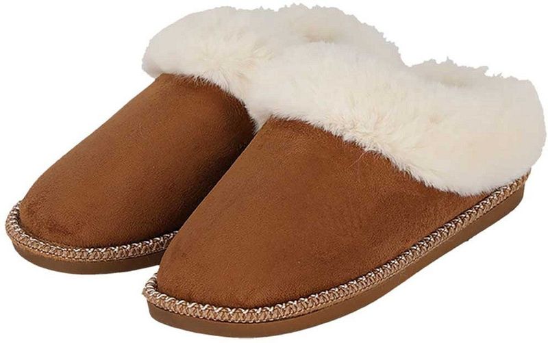 Apollo Dames Instap Pantoffels Teddy Donkerbruin - Maat 37/38