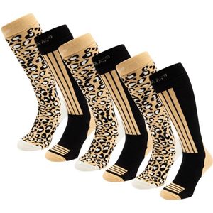 Poederbaas Skisokken Dames - 6 paar - Black Multi - Maat 35/38