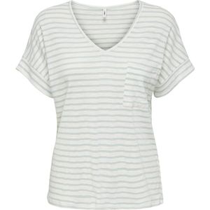 ONLY - ONLIBEN S/S MOSTER V-NECK GLITTER TOPJRS - Blouse - Wit