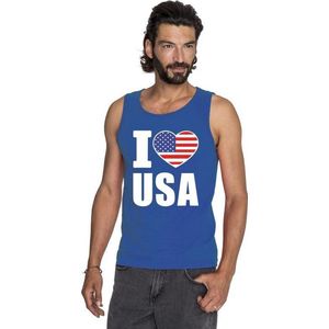 Blauw I love USA/ Amerika supporter singlet shirt/ tanktop heren - Amerikaans shirt heren XXL