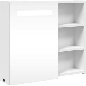 vidaXL - Badkamerkast - met - spiegel - en - LED - 60x13x52 - cm - wit