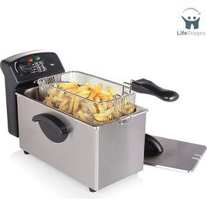 LifeStages - Deep Fryer - Friteuse - Koude Zone - Veiligheidsfilter - Capaciteit 3 Liter - Zilver