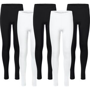 Merry Style Meisjes Leggings - Sport - Vrijetijdsbroek - Lang - Viscose - Sporbroek - 5-Pack - MS-MS10-130-LE-5B - Zwart/Zwart/Zwart/Wit/Wit - 116