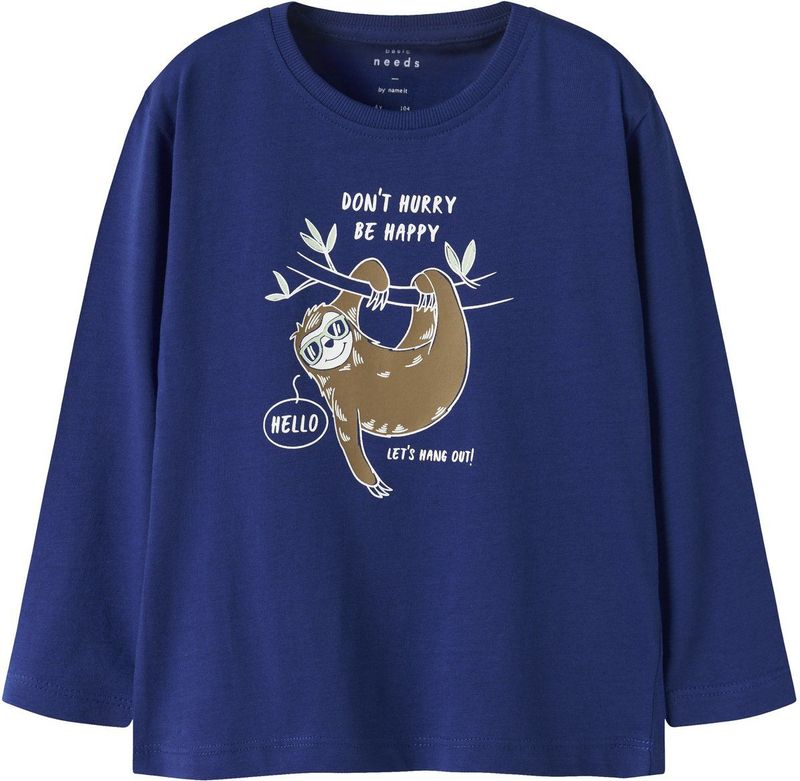 Top - Blauw - Jersey - Lange Mouwen - Regular Fit