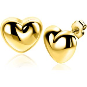 Zinzi 13mm gold plated zilveren oorstekers in bolle hart vorm ZIO2672G