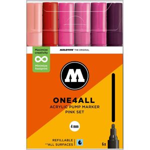 Molotow ONE4ALL 227HS Acrylstiften Set Roze - 6 Stuks - 4mm - Pink Set