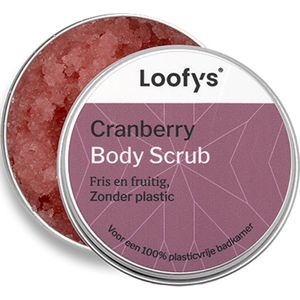 Loofys Body Scrub Cranberry - Natuurlijke & Exfoliërende Lichaamsscrub - Plasticvrij, Vegan & Duurzaam - Herbruikbaar Blikje - 30g
