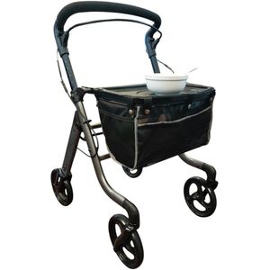 Premis - Alino - In/Outdoor hybride rollator - Max gebr. gewicht 136 kg - voorzien van tas - Hoogteverstelling duwbeugel: 80,6 – 91,8 cm (6-trapsverstelling) - Titanium Grey