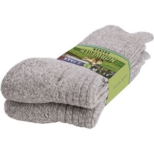 Norweger warme gemeleerde grijze sokken - prijs per 2 paar - 42% wol