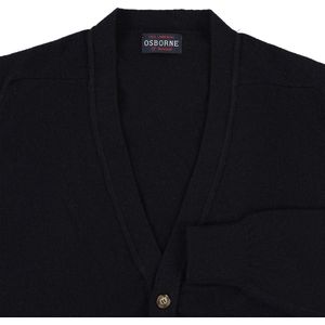 Osborne Knitwear Cardigan met knopen - Lamswol - Navy - S