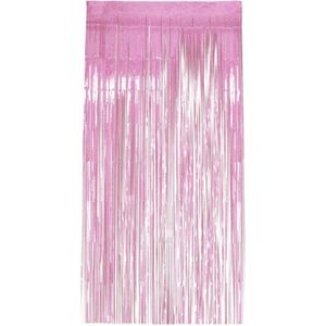 Smiffys - Holographic Foil Curtain Backdrop Feestdecoratie - Roze