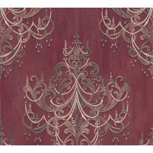 KROONLUCHTER MET KRALEN BEHANG | Barok Ornamenten - rood roze bruin goud - Livingwalls Mata Hari