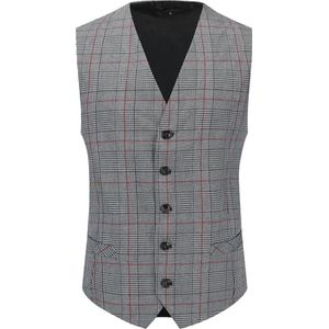 Allthemen Heren Single-Breasted Checked V Neck Gilet - Slim Fit Business Vest Pak - S