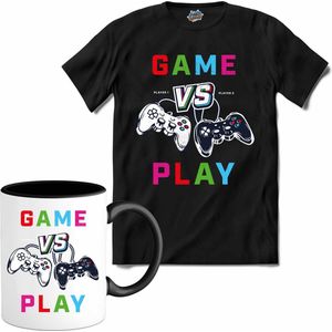 Game Vs Play | Gamen - Hobby - Controller - T-Shirt met mok - Unisex - Zwart - Maat XXL