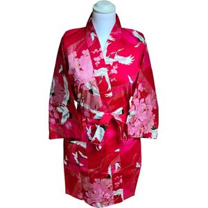 DongDong - Originele Japanse kimono kort - Katoen - Kraanvogel - L