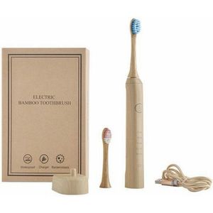 Ecobrush Pro | Bamboe Elektrische Tandenborstel | Duurzame, Milieuvriendelijke Tandenborstel met Natuurlijke Bamboe Handgreep en 3 Poetsstanden