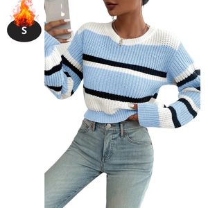 Nivard Sweater Dames - Sweaters - Hoodie - Warme Trui - Vest - Blauw - L