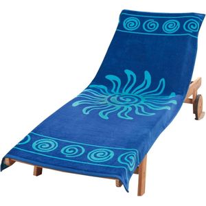 Badstof hoes voor ligstoel Tropical Sun Blue - 100% katoen - 83 x 200 cm beach sling chair