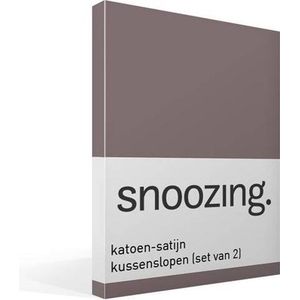 Snoozing - Katoen-satijn - Kussenslopen - Set van 2 - 60x70 cm - Taupe