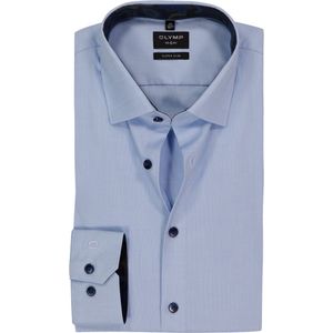 OLYMP No. 6 Six super slim fit overhemd, structuur, lichtblauw