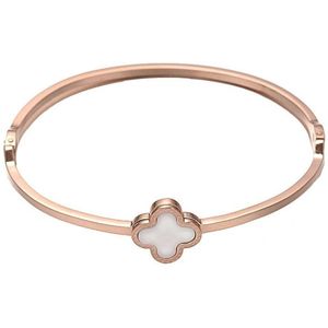 Parelmoeren armband Rose Gold White Shell - parelmoer - edelstaal - rose goud - wit - luxe sieraden zakje - armband dames